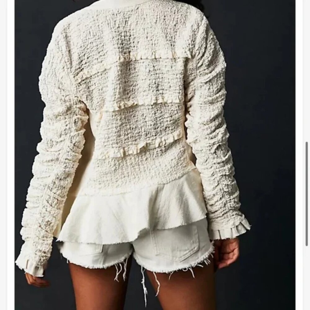 Free People We The Free Demi Vintage-Inspired Ruffle Lace-Adorned Jacket M - Picture 6 of 16
